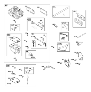 Carburetor And Fuel Supply Group Diagram and Parts List for 385777-0355-B5 200000 - 399999 Briggs and Stratton Engine